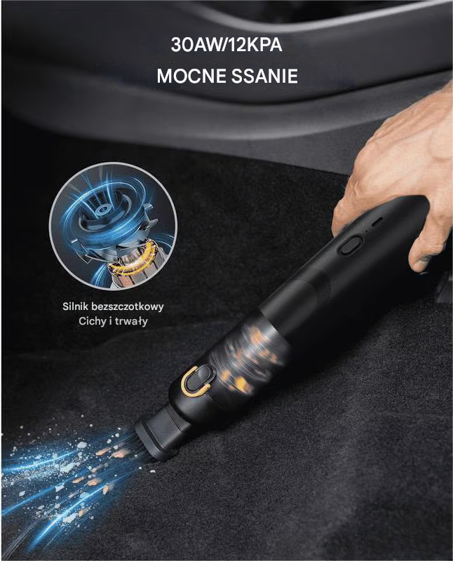 Odkurzacz ładujący się przez USB w samochodzie